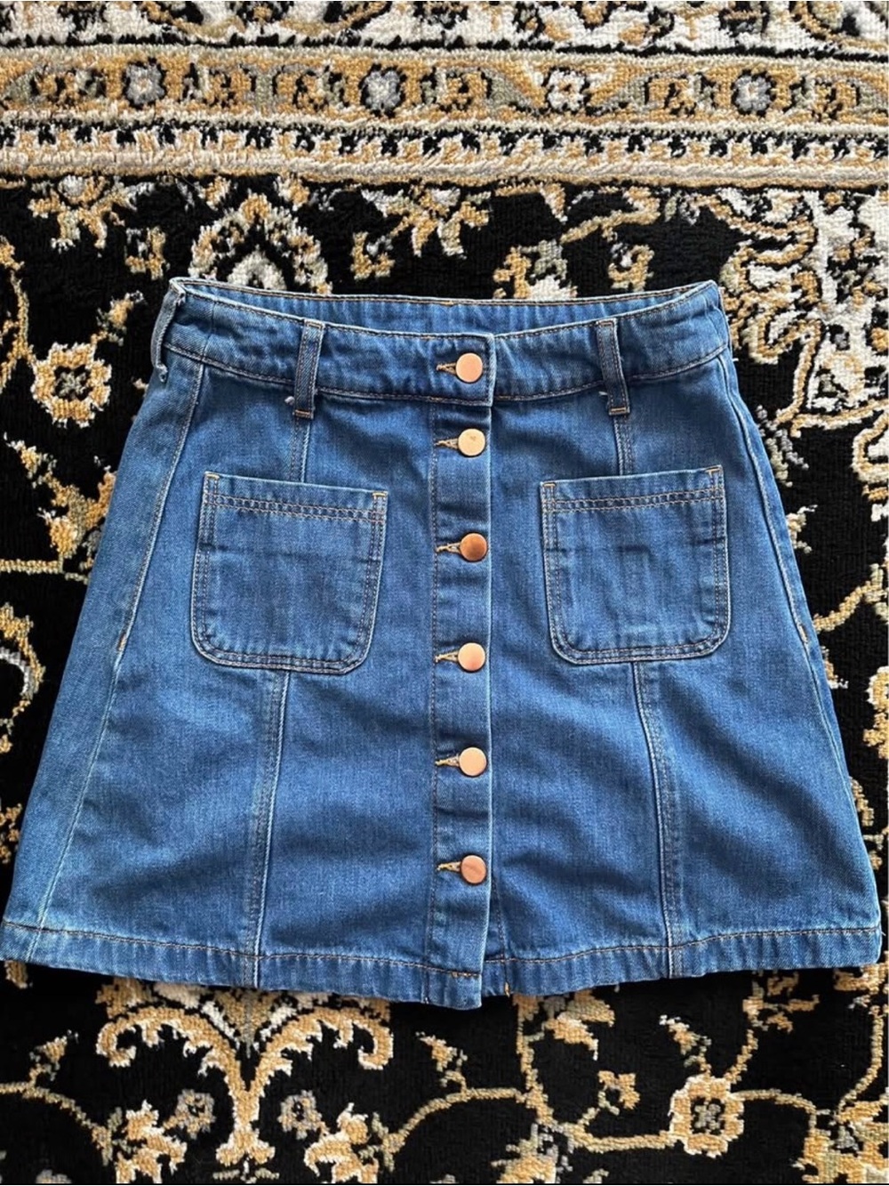 H&M Divided Denim Button Front A-line Mini Skirt Sz 6